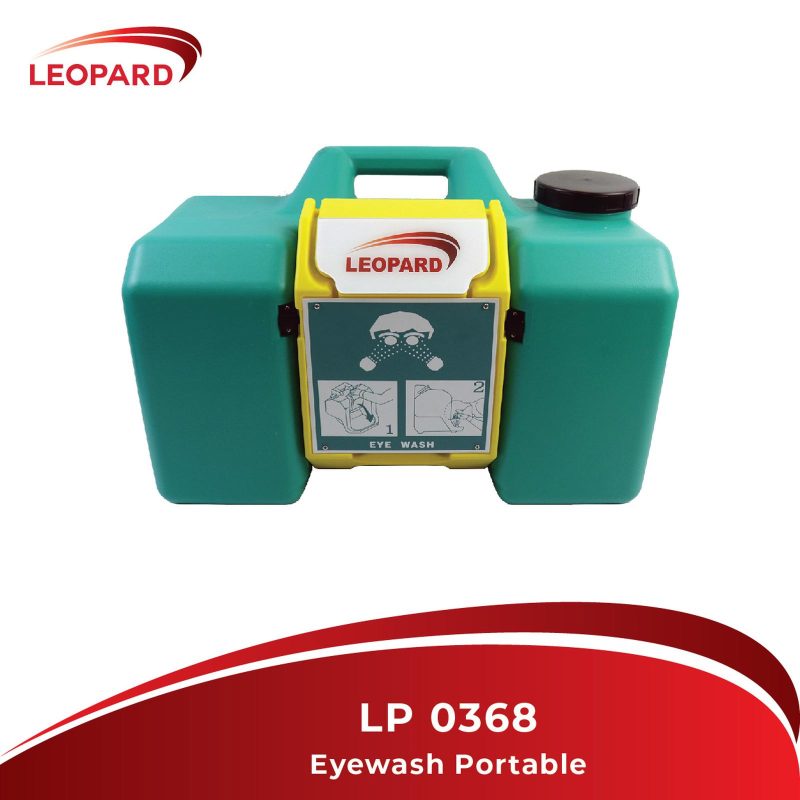 Eyewash Portable "LEOPARD" LP 0368 -Mampu menampung air dengan kapasitas 8 galon -Memiliki berwarna cerah memberikan visibilitas dan kontras diruangan. -Terdapat pegangan berfungsi untuk memudahkan saat Eyewash ingin diangkat & sebagai tempat bracket -Sudah tersedia bracket yang berguna untuk menempelkan Eyewash pada tembok -Desain lubang yang memudahkan untuk memasukan air & Additive Concentrate Spesifikasi Material : Polypropylene Operated : Gravity Water Capacity : 8 Galon