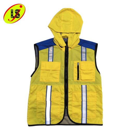 ROMPI SAFETY CUSTOM HOODIE SAFETY VEST HOODIE KOMBINASI KUNING BIRU BENHUR TERBARU
