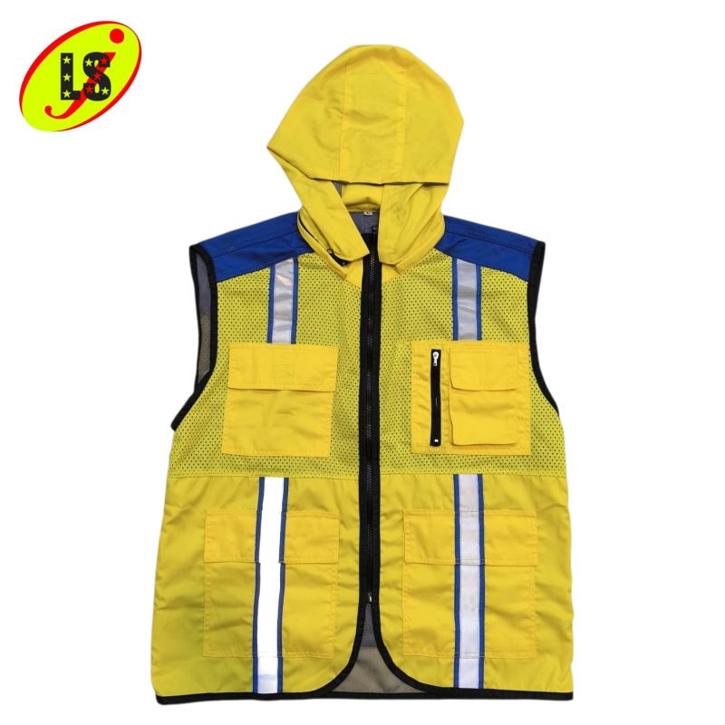 ROMPI SAFETY CUSTOM HOODIE SAFETY VEST HOODIE KOMBINASI WARNA KUNING/BIRU BENHUR TERBARU