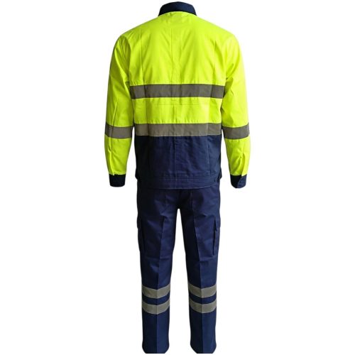 Premium Long-Sleeve Safety Shirt and Pants Set – Green and Navy Combination