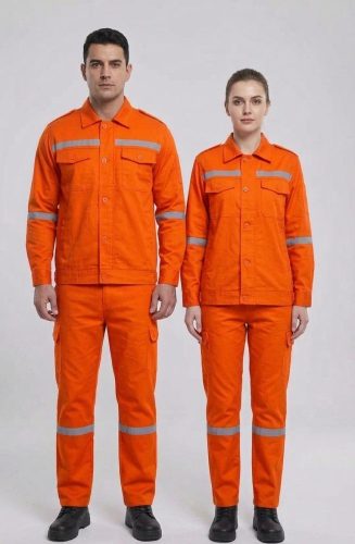 SERAGAM BAJU CELANA SAFETY WARNA ORANGE BAHAN AMERICAN DRILL