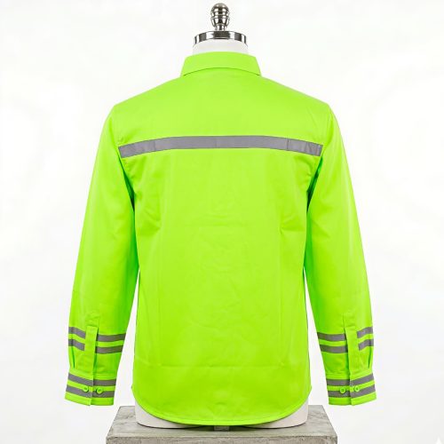 BAJU SAFETY LENGAN PANJANG WARNA HIJAU BAHAN AMERICAN DRILL