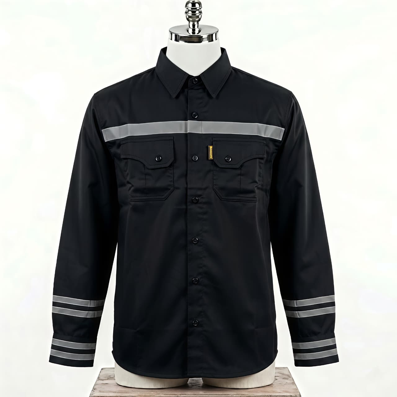 BAJU SAFETY LENGAN PANJANG WARNA HIJAU BAHAN AMERICAN DRILL