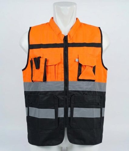 ROMPI SAFETY KOMBINASI ORANGE HITAM BAHAN AMERICAN DRILL