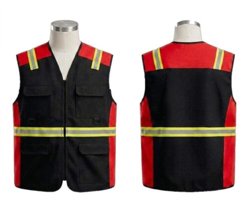 ROMPI SAFETY KOMBINASI MERAH HITAM BAHAN AMERICAN DRILL