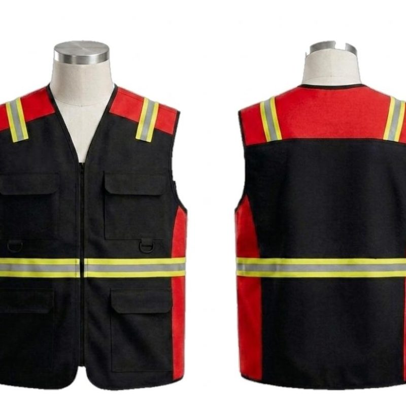 ROMPI SAFETY KOMBINASI MERAH HITAM BAHAN AMERICAN DRILL