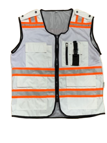 Safety vest made of Taslan material combined with mesh