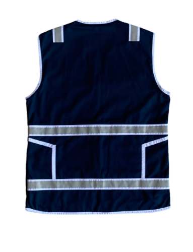 White and Navy Combination Safety Vest (American Drill Material)