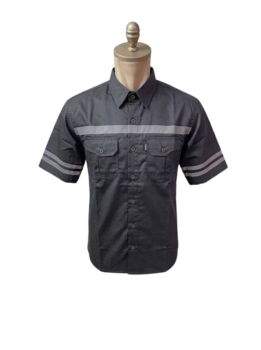 BAJU SAFETY LENGAN PENDEK BAHAN AMERICAN DRILL PREMIUM