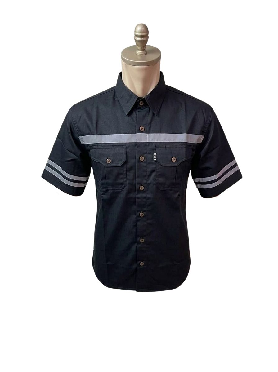 BAJU SAFETY LENGAN PENDEK BAHAN AMERICAN DRILL PREMIUM