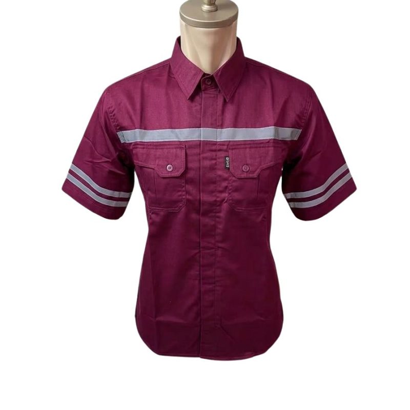 BAJU SAFETY LENGAN PENDEK BAHAN AMERICAN DRILL PREMIUM